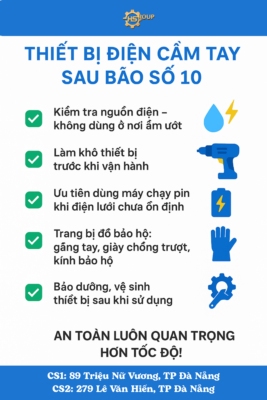 Hướng dẫn phòng tránh và sử dụng thiết bị điện cầm tay an toàn sau bão số 10