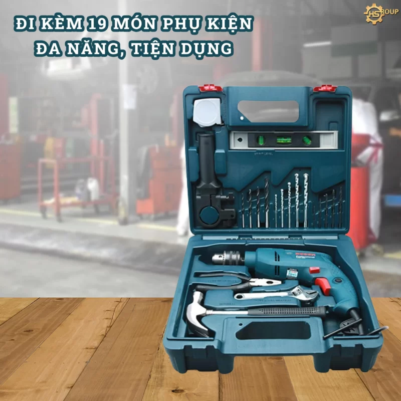 Máy khoan động lực Bosch GSB 550 (bộ set valy 19 món phụ kiện)
